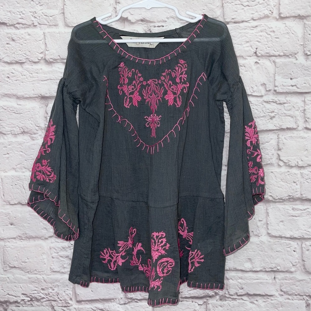 Jak & Peppar Little Girls BOHO Gauze Embroidered Tunic. So Pretty! EUC Sz 6